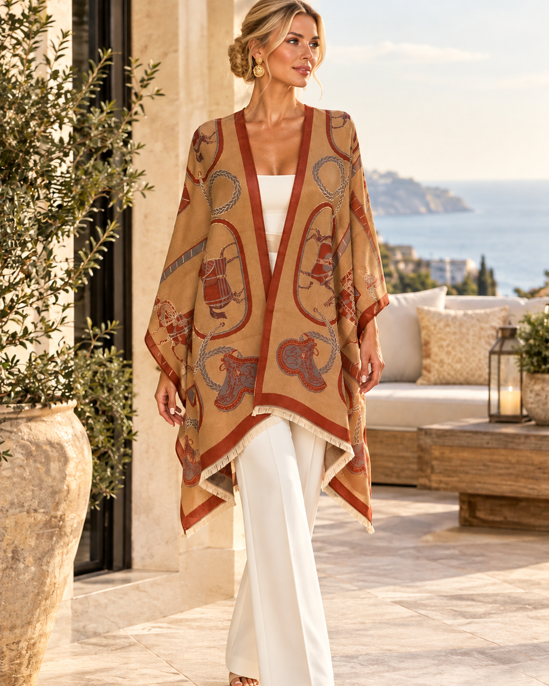 Camel/Rust/Taupe Equestrian Wrap