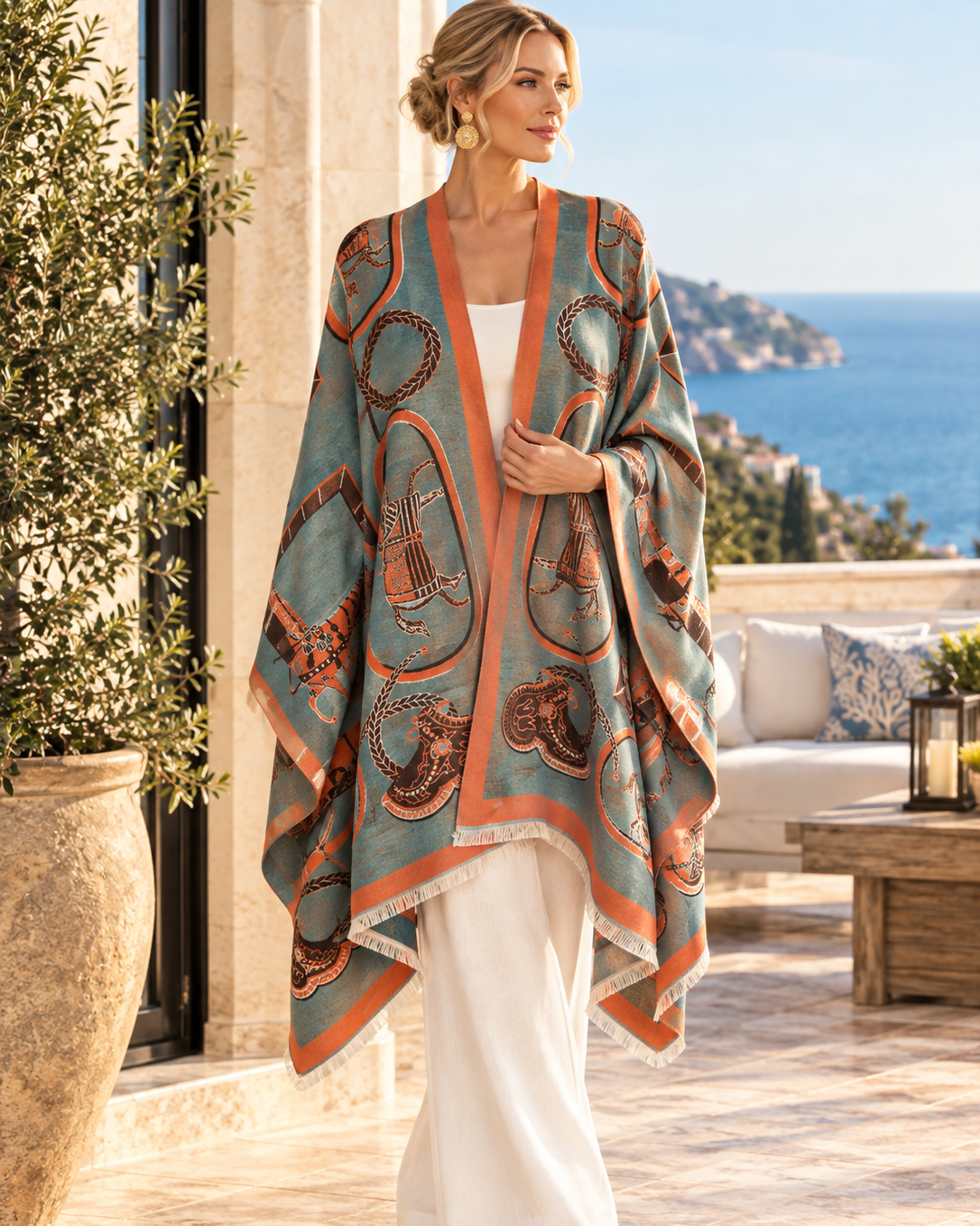 Teal/Brown/ Rustic Equestrian Wrap