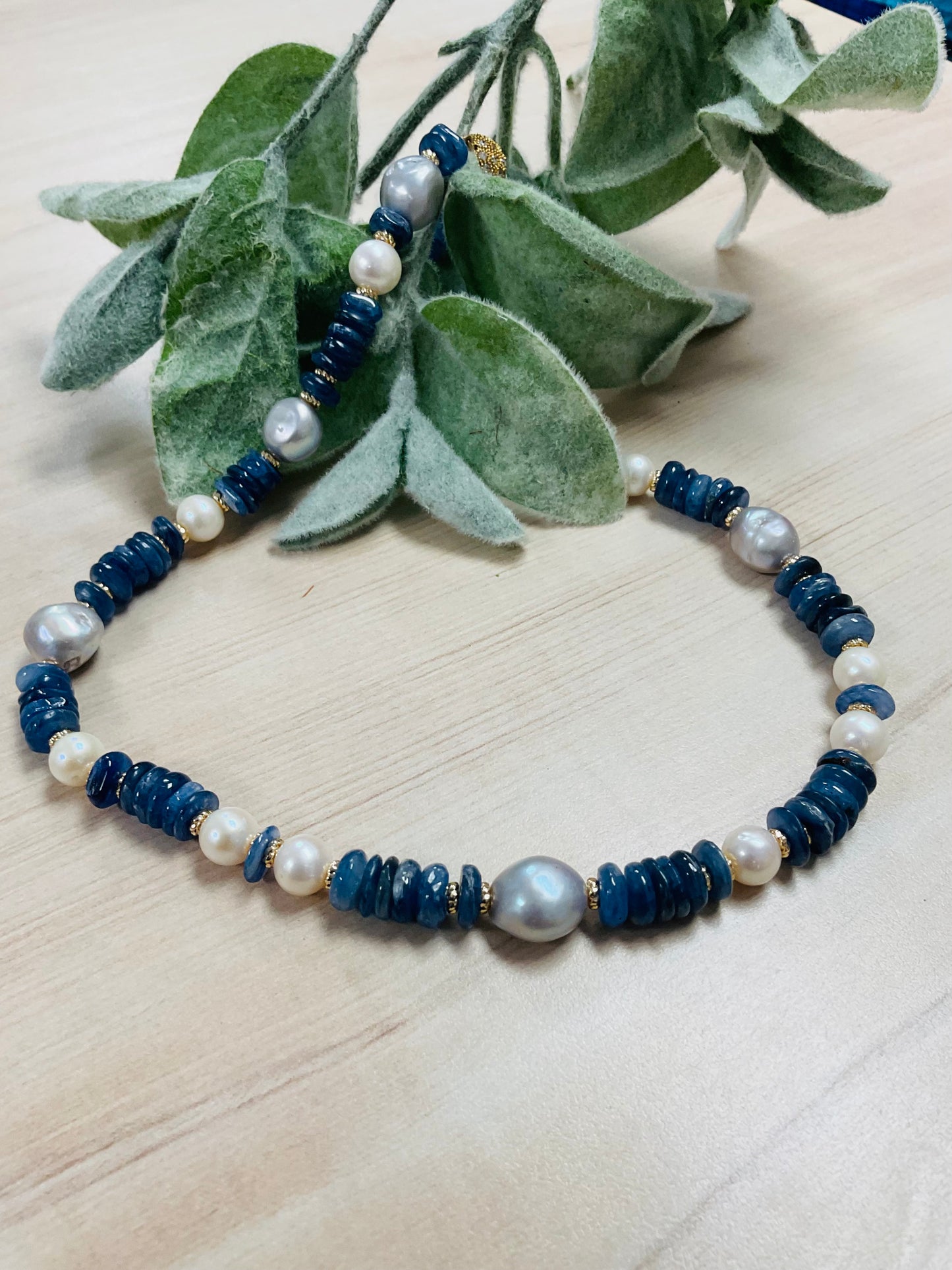 Freshawater Pearl and Kyanite Necklace