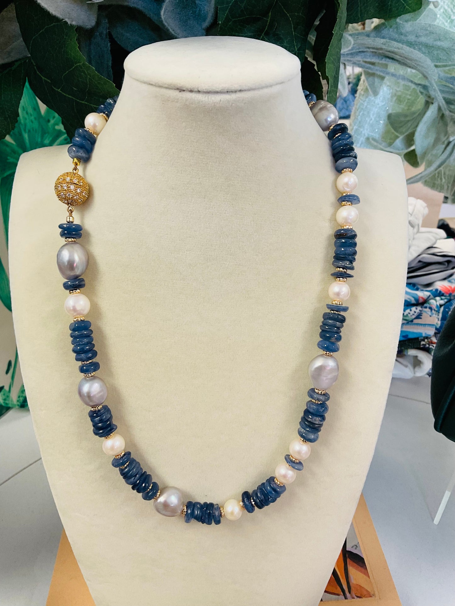 Freshawater Pearl and Kyanite Necklace