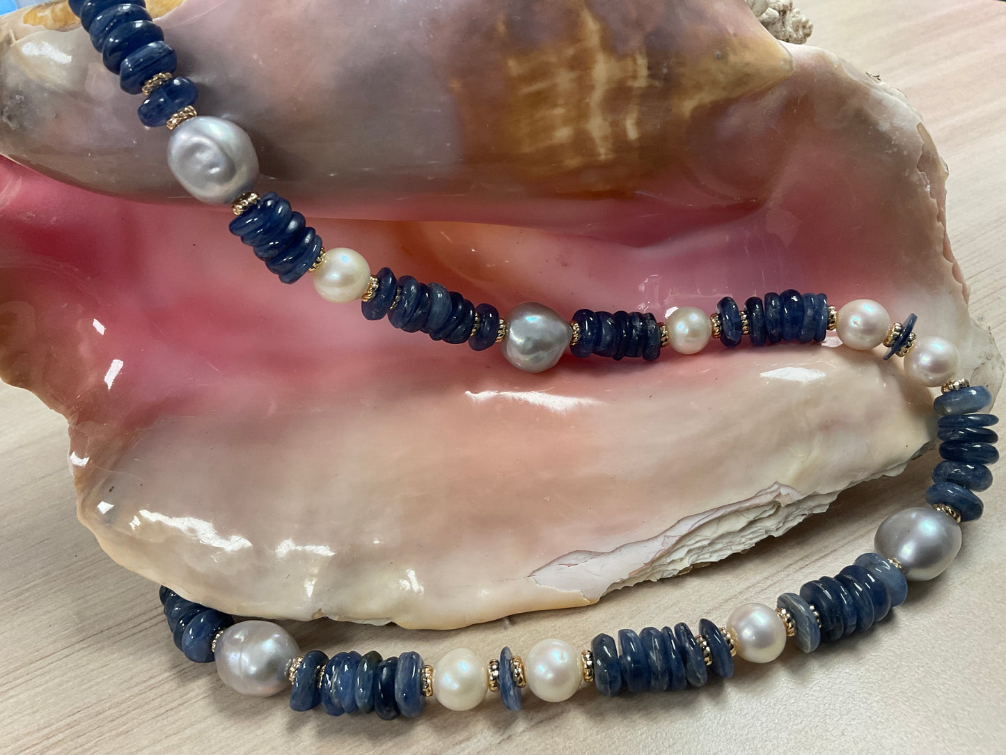 Freshawater Pearl and Kyanite Necklace