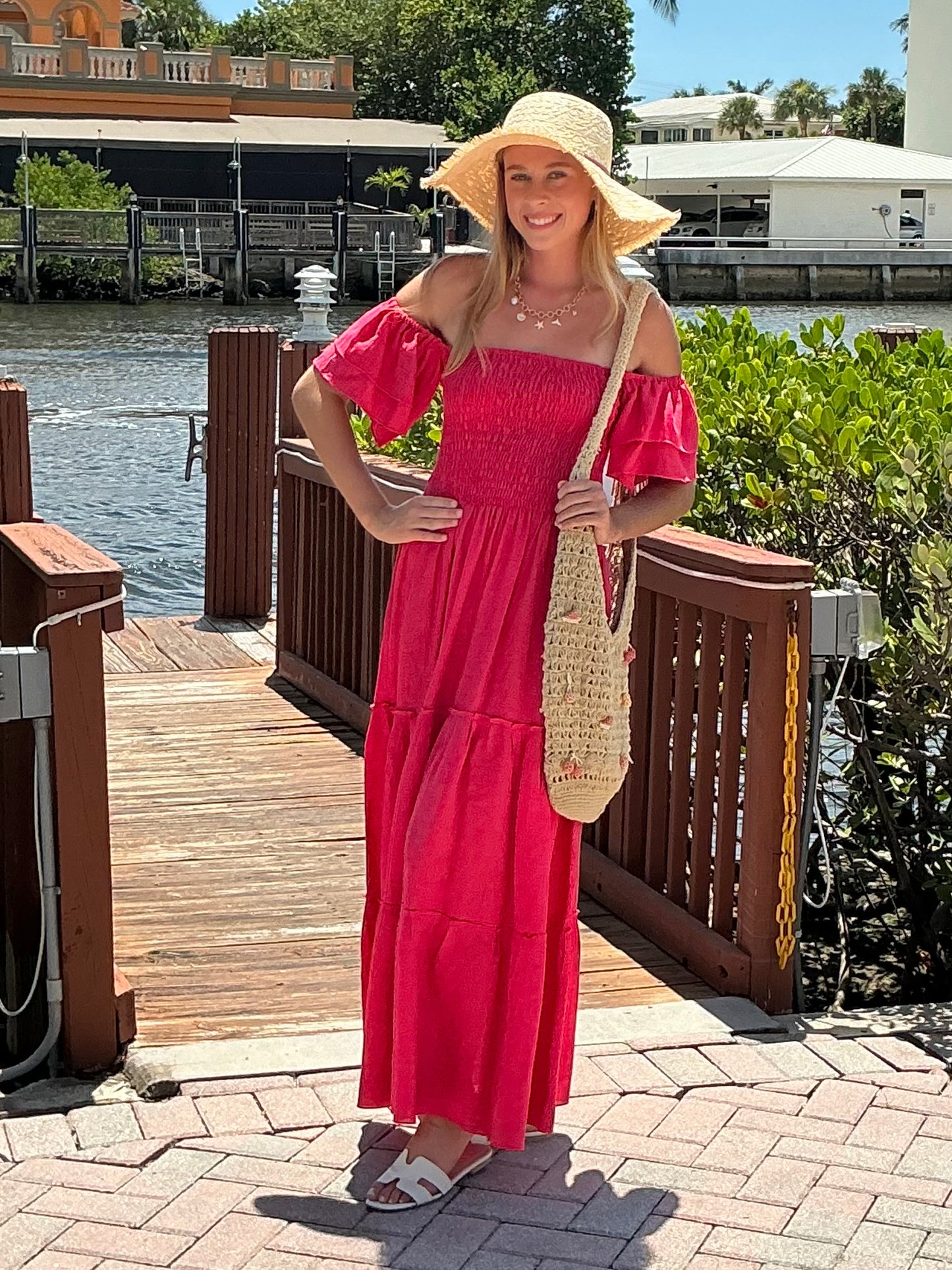 Coral Linen Dress
