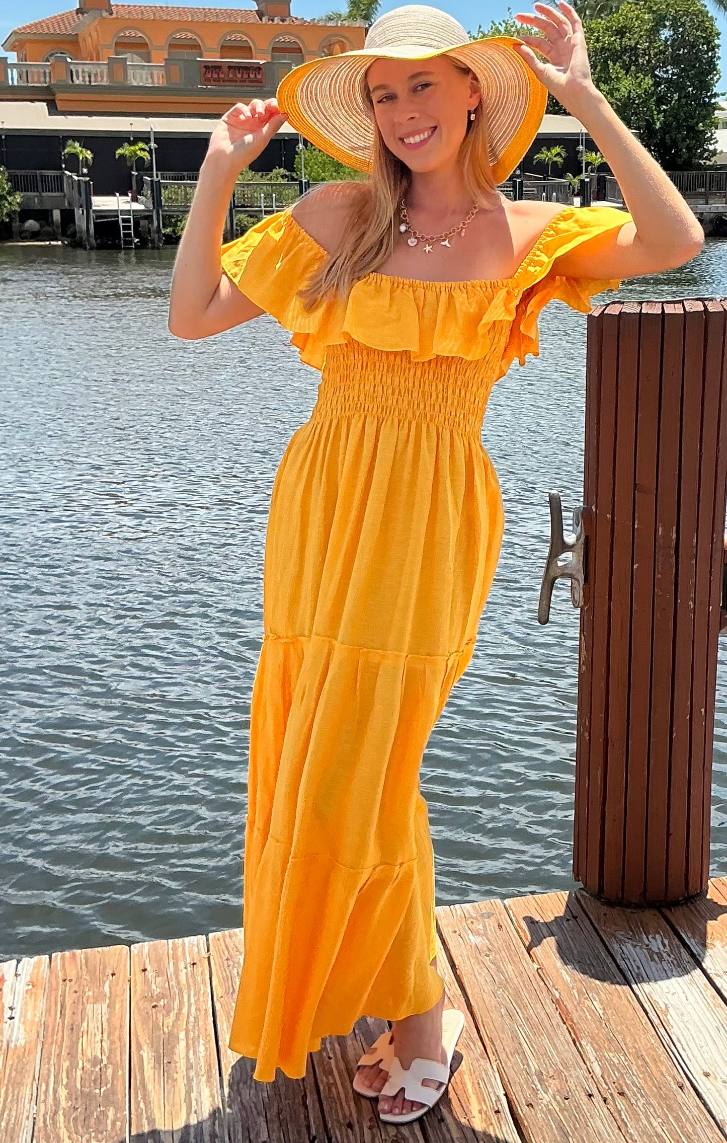 Marcella Giallo Linen Dress