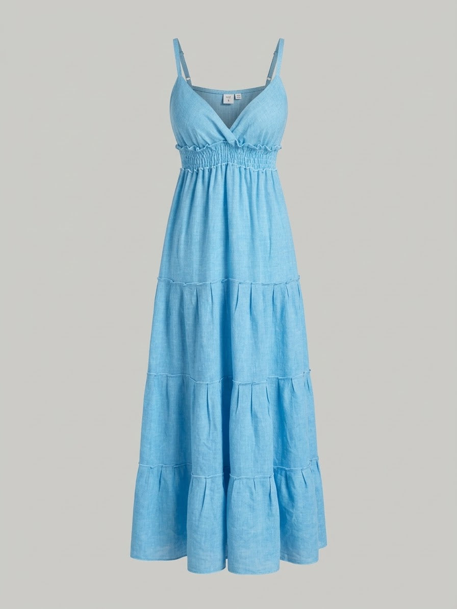 Azure Blue Linen Dress