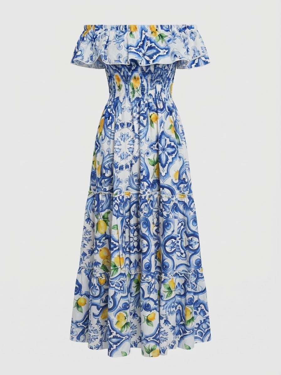 Mediterranean Blue Linen Dress
