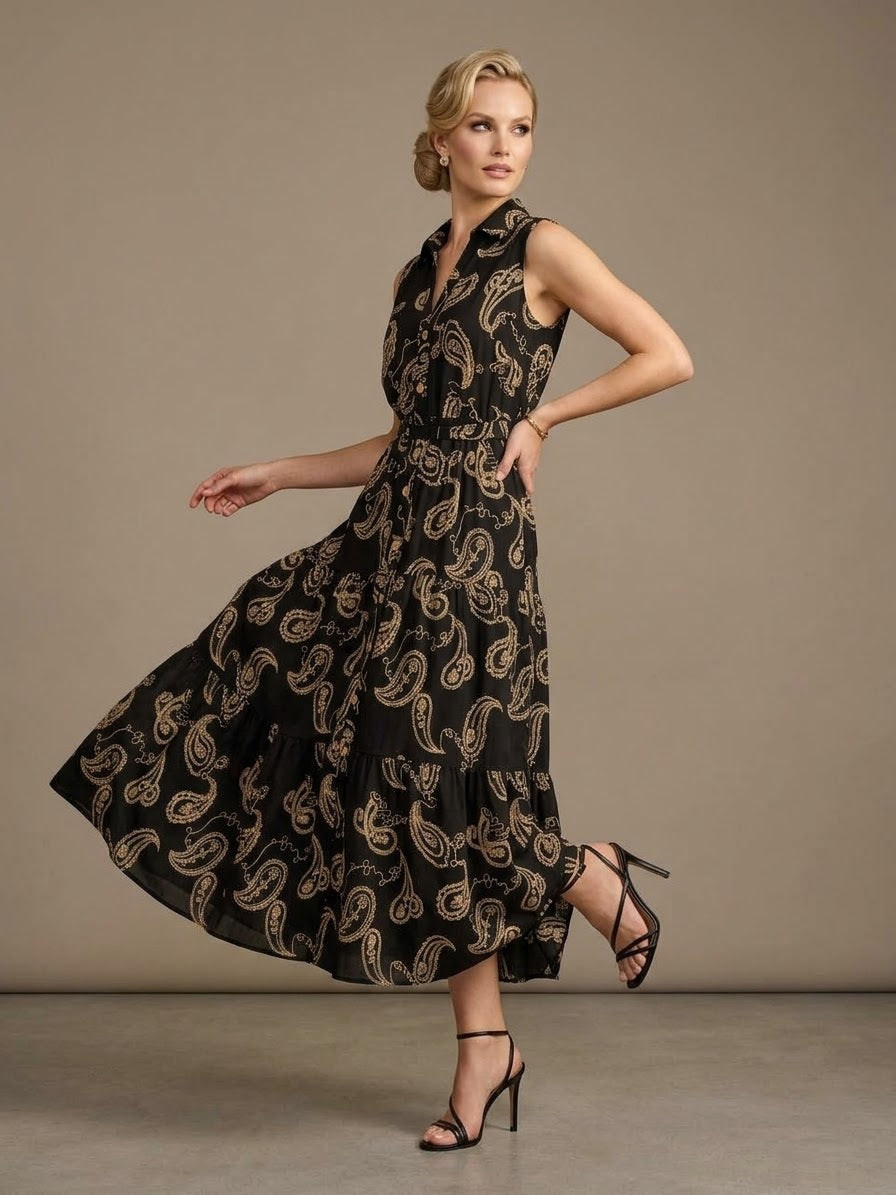 Marotta Luxury Black Paisley Dress