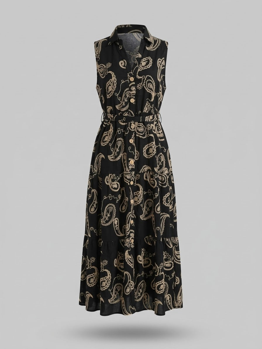 Marotta Luxury Black Paisley Dress