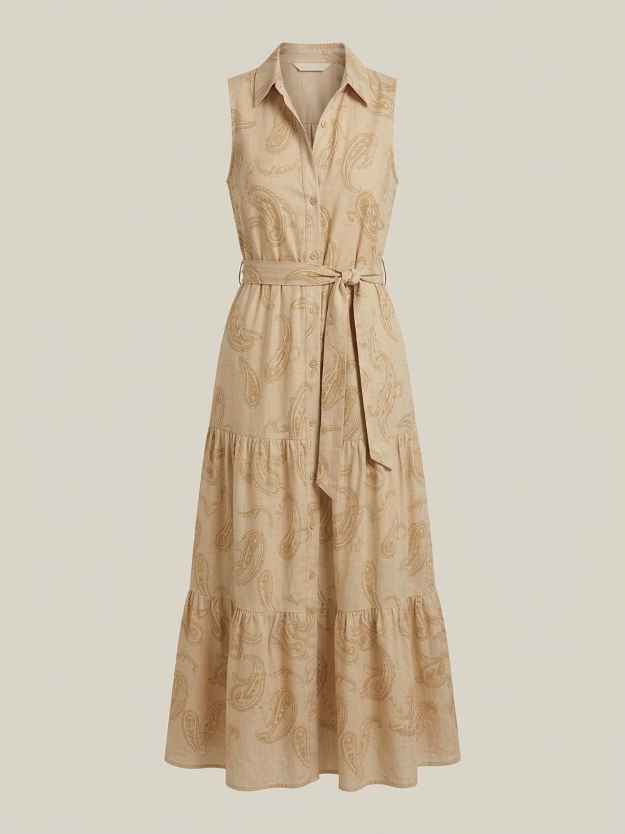 Marotta Luxury Beige Paisley Dress