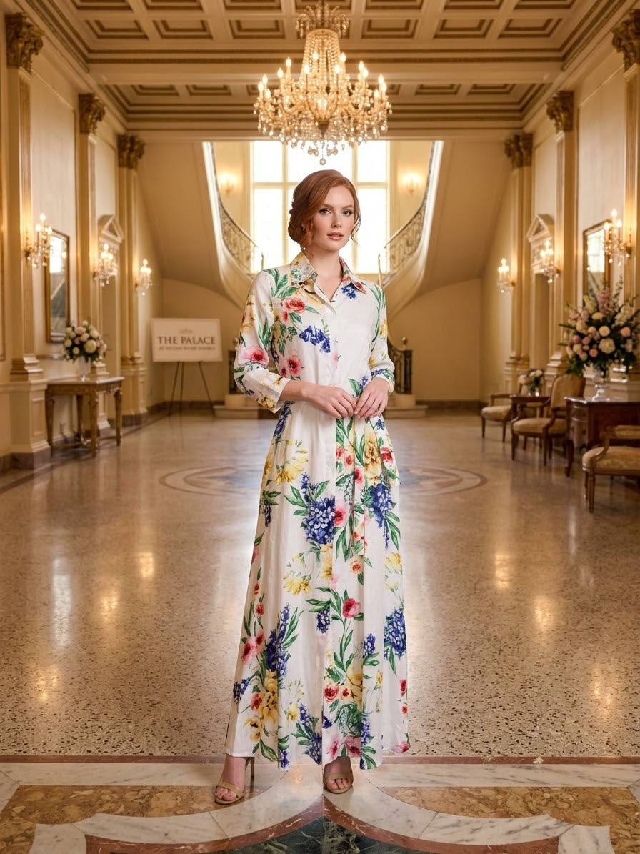 Fleur Elegance Linen Dress