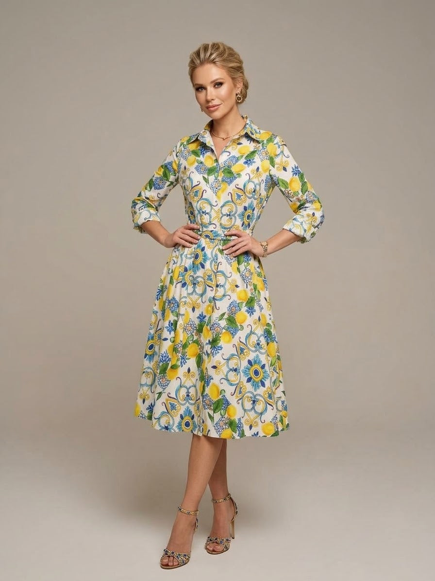 Positano Lemon Linen Dress