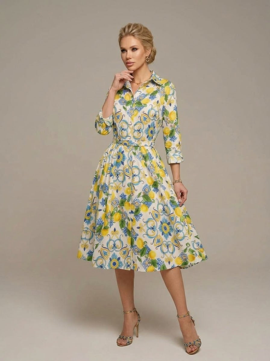 Positano Lemon Linen Dress
