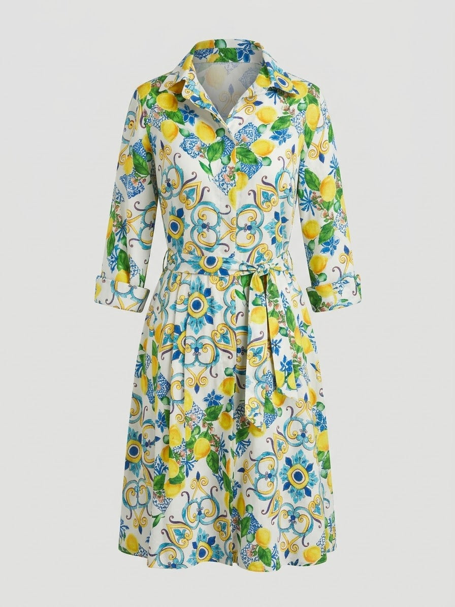 Positano Lemon Linen Dress