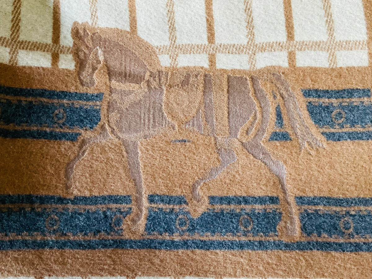 Camel/Ivory/Blue Equestrian Wrap