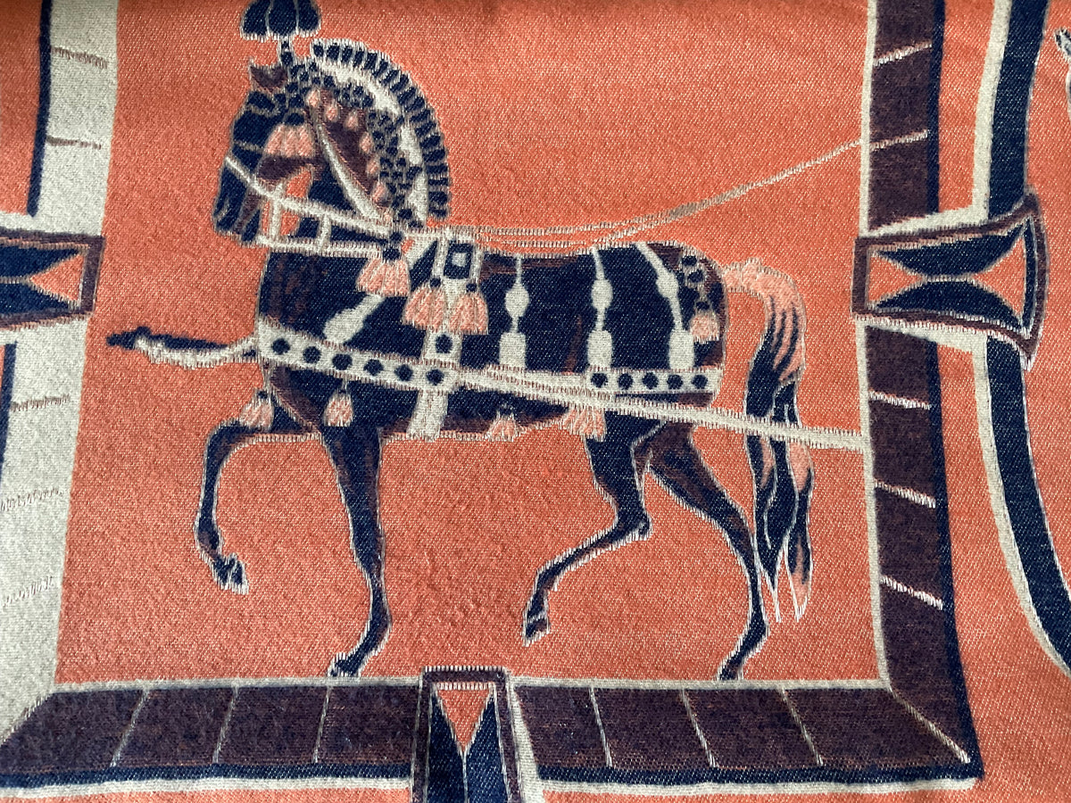 Coral/Navy/Ivory Equestrian Wrap