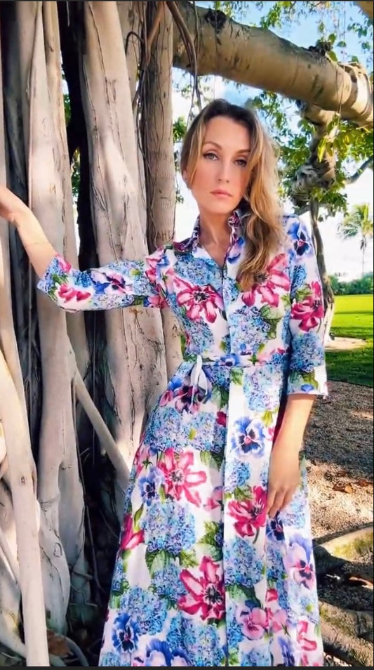 Hydrangea Linen Dress