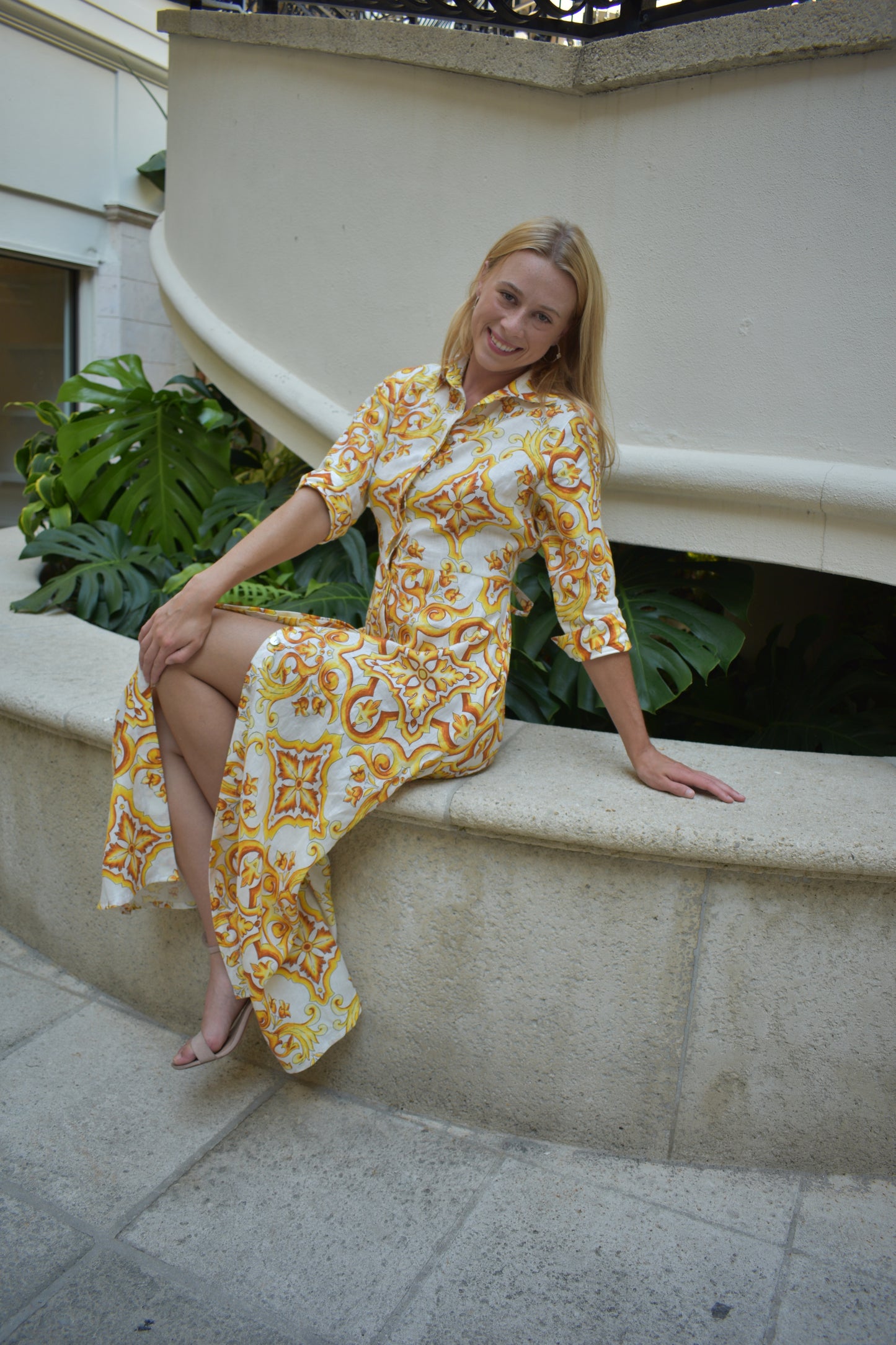 Ortigia Giallo Linen Dress