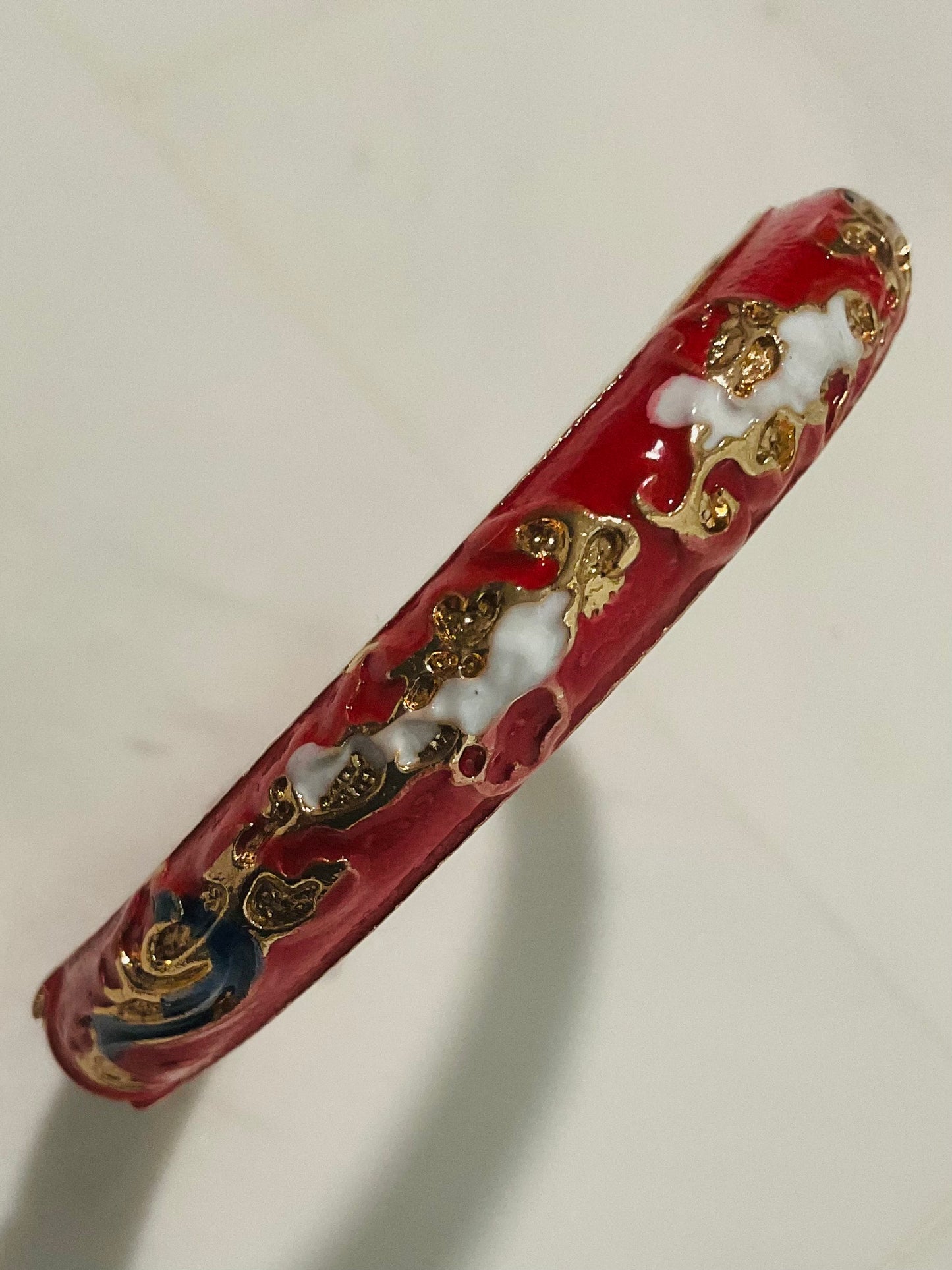 Retro Red Enamel Bangle