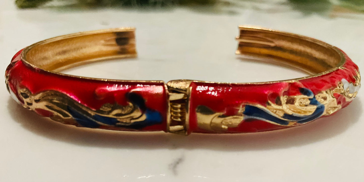 Retro Red Enamel Bangle