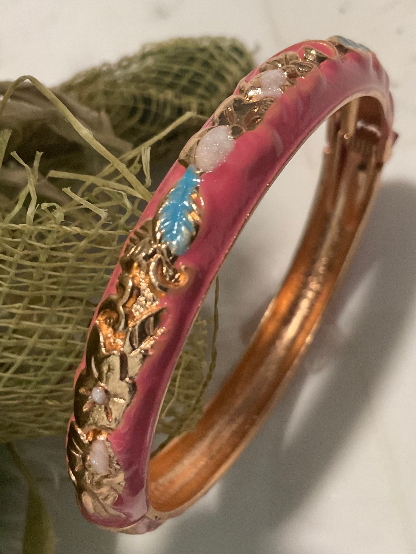 Retro Pink Enamel Bangle