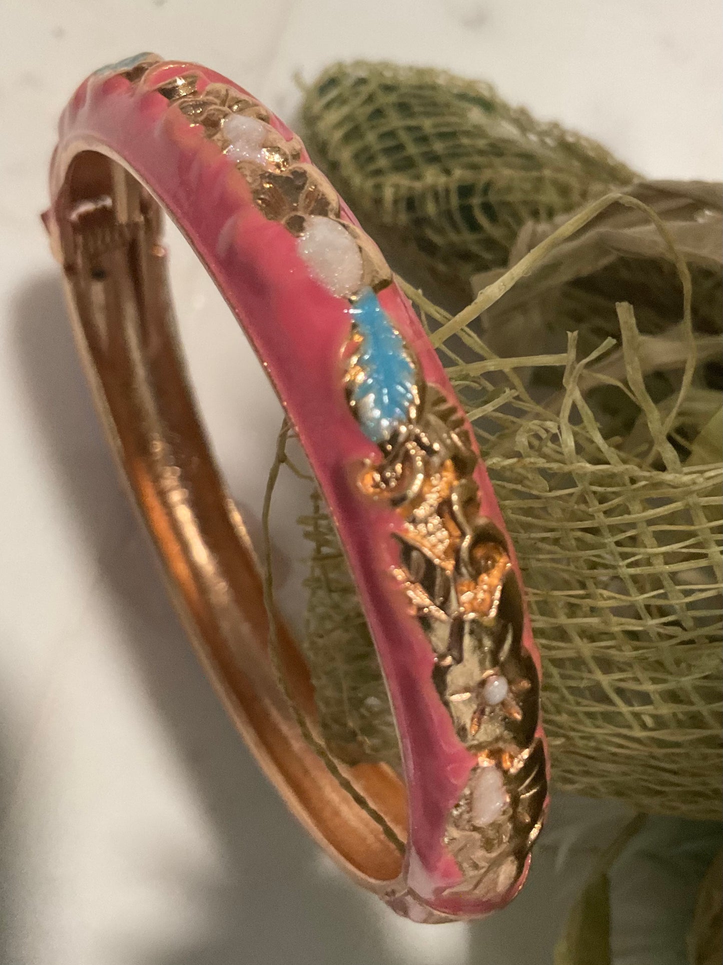 Retro Pink Enamel Bangle
