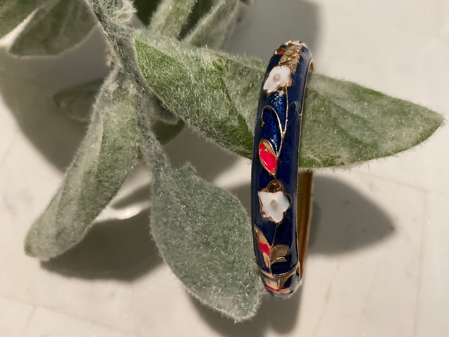 Retro Navy Enamel Bangle