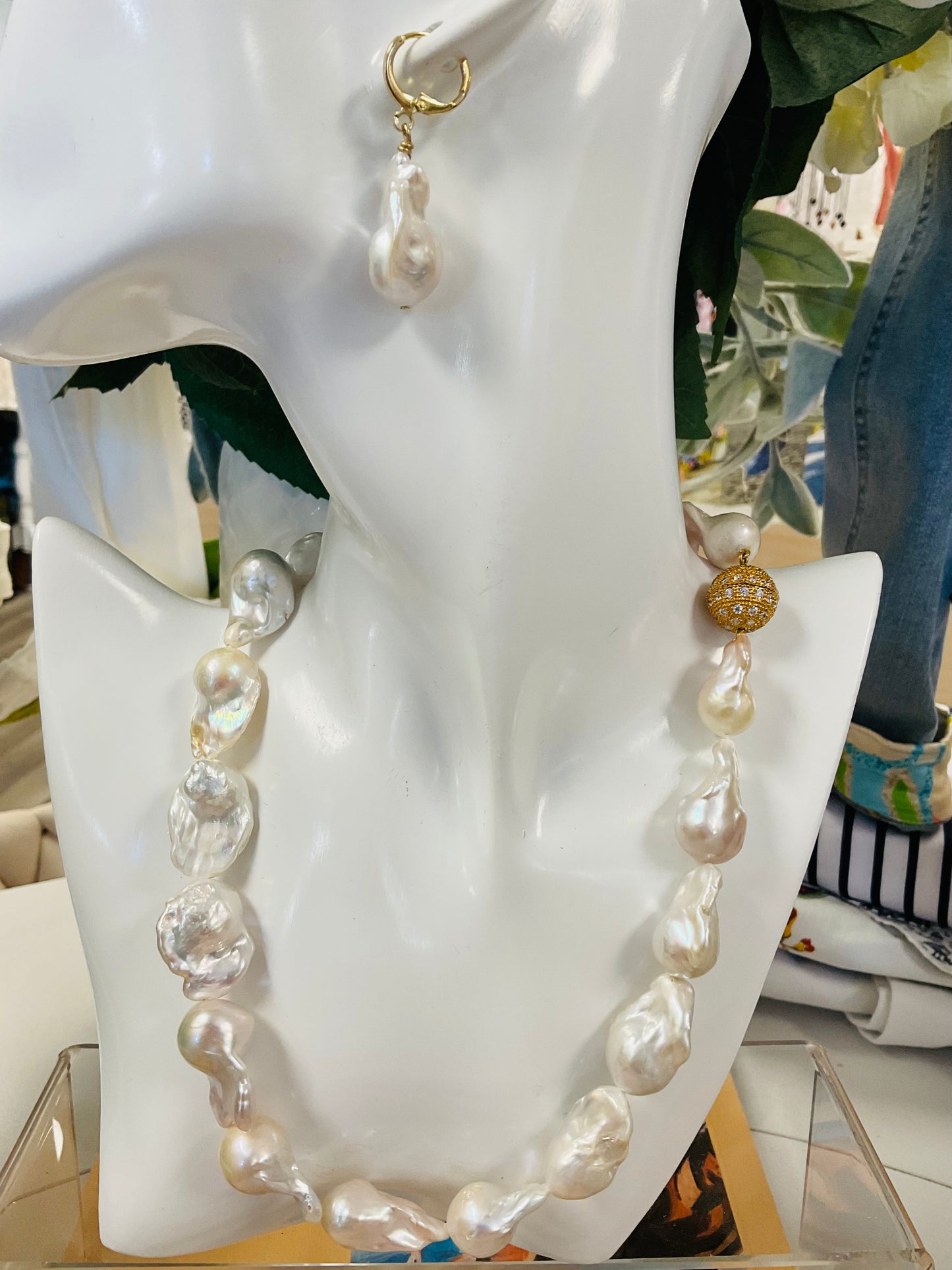 Baroque Pearl Necklace and Earring Set