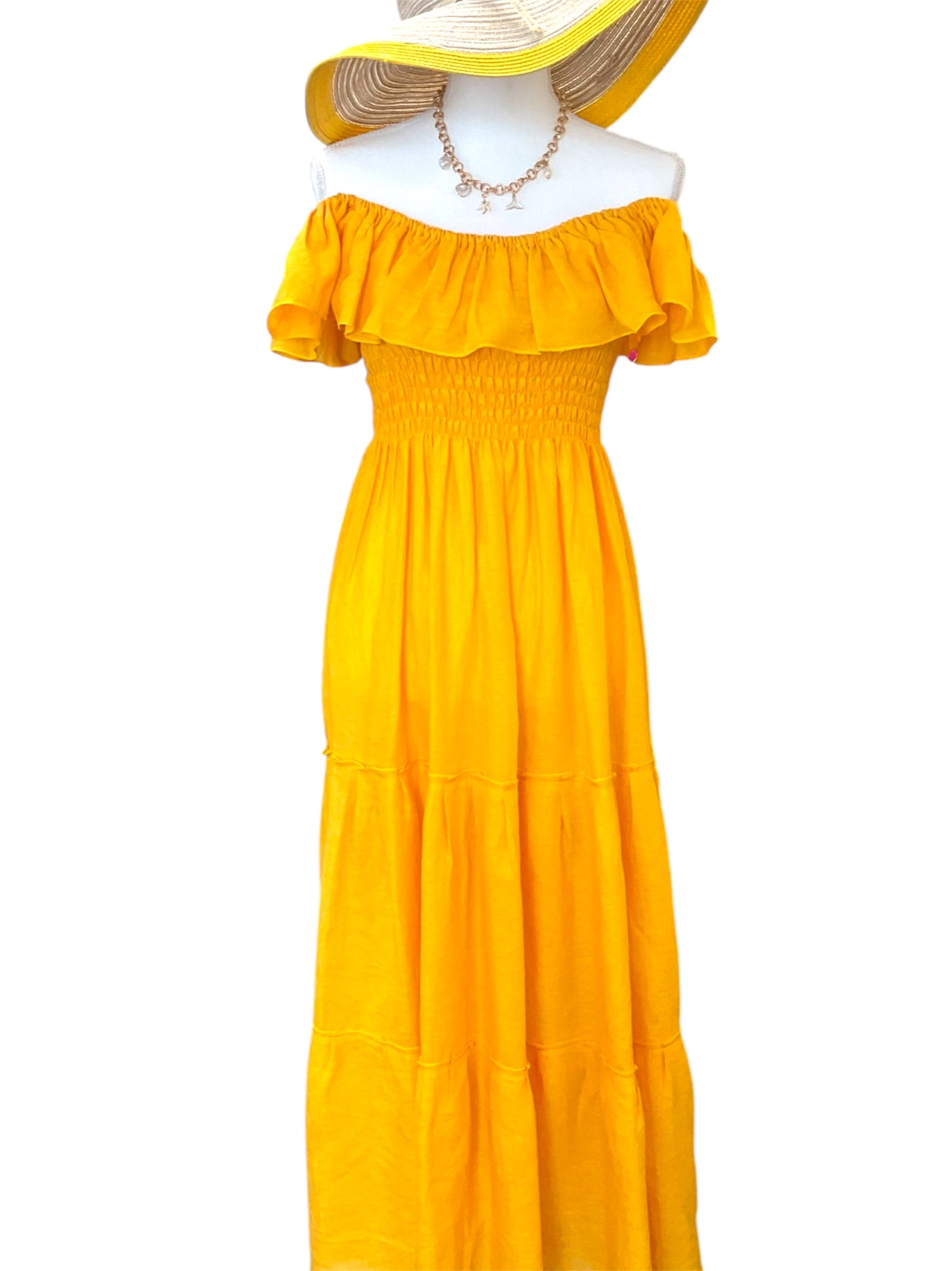 Marcella Giallo Linen Dress