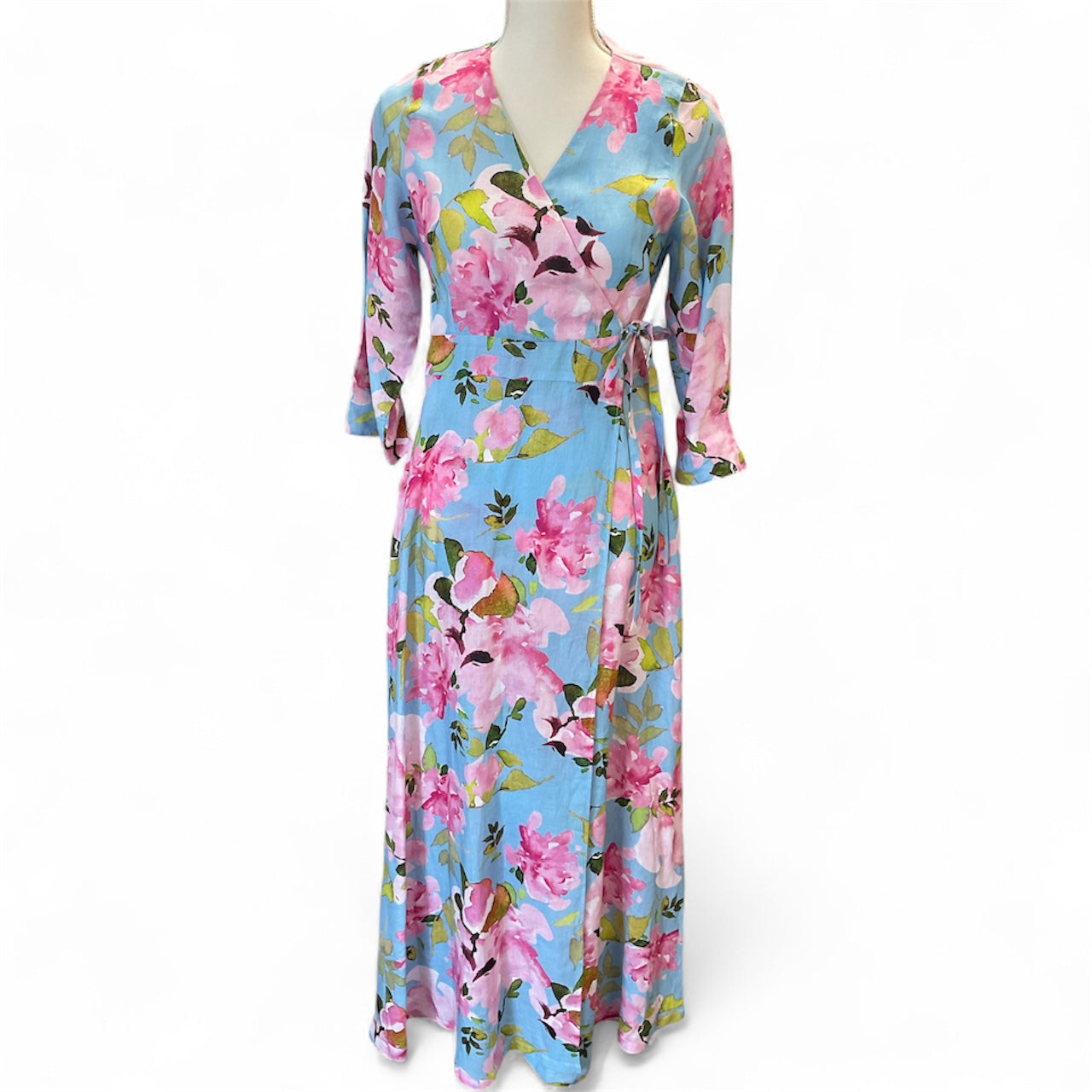 Flower Wrap Linen Dress