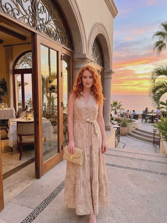 Marotta Luxury Beige Paisley Dress