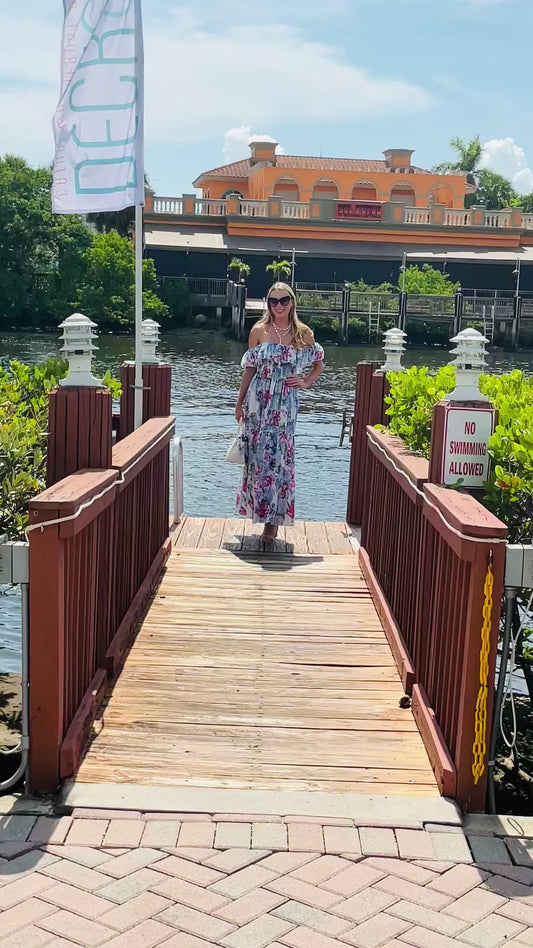 Hydrangea Off The Shoulder Linen Dress